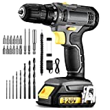 20V MAX Cordless Drill Driver Set, 18+1 Torque Setting, 2 Speeds & 3/8' Keyless Chuck, Electric Driver with 27PCS Accessories, Charger & Battery Included, Power Drill Set for Home Maintenance