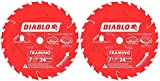 Freud D0724A Diablo 7-1/4-Inch 24 Tooth ATB Framing Saw Blade with 5/8-Inch & Diamond Knockout Arbor (2 Pack)