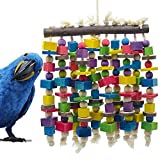 Deloky Large Bird Parrot Chewing Toy - Multicolored Natural Wooden Blocks Bird Parrot Tearing Toys Suggested for Large Macaws cokatoos,African Grey and a Variety of Amazon Parrots(15.7' X 9.8')