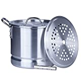 ARC 32 Quart Aluminum Tamale Steamer Pot, Crab Pot Stock Pot with Steamer tube for Seafood Crawfish Crab Vegetable with Rivet Handle, Silver