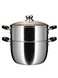 VENTION Food Steamer for Cooking, 8 3/10 IN Stainless Steel Vegetable Steamer, Double Layer Tamale Steamer Pot, Steamer with Basket for Crab