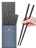 GLAMFIELDS 10 Pairs Fiberglass Chopsticks, Reusable Japanese Chinese Chop Sticks Dishwasher Safe, Non-Slip, 9 1/2 inches