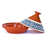 Kamsah Hand Made and Hand Painted Tagine Pot | Moroccan Ceramic Pots For Cooking and Stew Casserole Slow Cooker (Medium, Classic Turquoise)