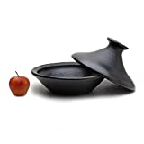 Black Clay Tagine Medium Moroccan Style (10.5 inch Diameter) - Handmade in La-Chamba, Colombia, Toxin and Contaminant Free, for Home or Restaurant - Earthenware