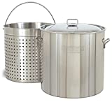 Bayou Classic 1160 62-qt Stainless Stockpot w/ Stainless Perforated Basket Features Heavy Welded Loop Handles Domed Vented Lid Perfect For Steaming Boiling Canning and Preserving