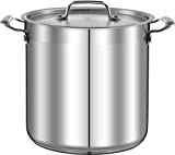 Stainless Steel Cookware Stock Pot - 24 Quart, Heavy Duty Induction Pot, Soup Pot With Stainless Steel, Lid, Induction, Ceramic, Glass and Halogen Cooktops Compatible - NCSPT24Q