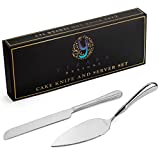 Yekara Designs Cake Knife And Server Set - Elegant Pie & Pastry Cutter For Weddings Or Any Reunion Reliable Sturdy Cutting Pies Serving Pastries Baked Delicious Goodness.