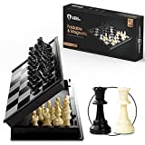 Chess Armory Travel Chess Set 9.5' x 9.5'- Mini Chess Set for Kids with Folding Magnetic Chess Board Storage Box, & 2 Extra Queen Pieces - Portable Chess Set Board Game