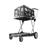 CLAX, Multi use Functional Collapsible carts, Mobile Folding Trolley, Shopping cart with Storage Crate , Platform Truck (Grey)