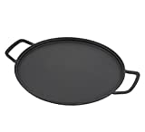 GasSaf 14' Cast Iron Pizza Pan Round Griddle, Large Handle, More Cast Iron, Long Lasting, Evenly Heated for Stove, Oven, Grill