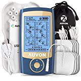 AUVON 2-in-1 TENS Unit Muscle Stimulator for Pain Relief with 24 Modes, Muscle Stimulator with Dust-Proof Bag, Cable Ties and 8 Replacement Pads
