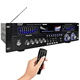 6-Channel Bluetooth Hybrid Home Amplifier - 1600W Home Audio Rack Mount Stereo Power Amplifier Receiver w/ Radio, USB/AUX/RCA/Mic, Optical/Coaxial, AC-3, DVD Inputs, Dual 10 Band EQ - Pyle PREA90WBT
