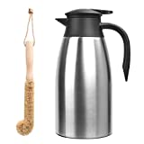 Thermal Coffee Carafe Stainless Steel 68oz(2 Lifter) Double Walled Vacuum Coffee Thermos Water Beverage Dispenser 12 Hour Heat Retention/24 Hour Cold Retention
