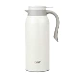 GiNT 51 Oz Stainless Steel Thermal Coffee Carafe, Double Walled Vacuum Thermos, 12 Hour Heat Retention, 1.5 Liter Tea, Water, and Coffee Dispenser (Upgraded version White)