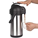 CRESIMO 2.2 Liter Airpot Thermal Coffee Carafe with Pump/Lever Action/Stainless Steel Insulated Flask / 12 Hour Heat Retention /24 Hour Cold Retention /74 Oz Insulated Pump Coffee Airpot