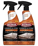 Weiman Granite Cleaner Polish and Protect 3 in 1 - 2 Pack - Streak-Free, pH Neutral Formula for Daily Use on Interior & Exterior Natural Stone