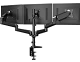 HUANUO Triple Monitor Stand - 3 Monitor Mount with Gas Spring Monitor Arm Fit Three 17 to 32 inch Flat/Curved LCD Computer Screens with Clamp, Grommet Kit, Black