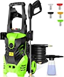 Electric Pressure Washer Homdox Pressure Washer 1600W Power Washer High Pressure Cleaner Machine with 5 Nozzles Foam Cannon,Best for Cleaning Homes, Cars, Driveways, Patios(Green)