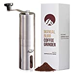 JavaPresse Manual Coffee Bean Grinder with Adjustable Settings Patented Conical Burr Grinder for Coffee Beans Stainless Steel Burr Coffee Grinder for Aeropress Drip Coffee Espresso French Press