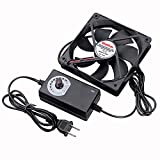 Wathai 120mm x 25mm 110V 220V AC Powered Fan with Speed Controller 3V to 12V, for Receiver Xbox DVR Playstation Component Cooling