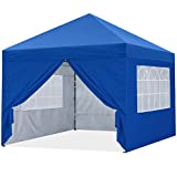 COOSHADE 10X10Ft Pop up Canopy Tent Enclosed Instant Folding Canopy Shelter with Elegant Church Window Outdoor Pavilion Cater Party Wedding BBQ Events Tent(Royal Blue)