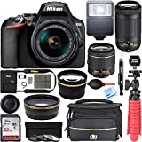 Nikon D3500 DSLR Camera w/AF-P DX 18-55mm VR and 70-300mm Double Zoom Lens Bundle with Travel Case, Wide Angle Lens, Telephoto Lens, Filter Sets, 32GB Memory Card and Accessories (11 Items)