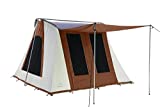 WHITEDUCK PROTA Canvas Cabin Tent Waterproof, 4 Season Outdoor Camping Tent Made from Premium 100% Cotton Canvas w/Reflective Sunblock Roof, Mesh & Extra-Wide Doors (10' x 10', Brown - Deluxe)