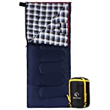 REDCAMP Cotton Flannel Sleeping Bag for Camping, 50F/10C 3-Season Warm and Comfortable, Envelope Blue 3lbs(75'x33')