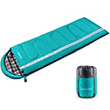 Eackrola Sleeping Bag, Lightweight Waterproof Warm & Cool Weather for 3 Season Camping Sleeping Bag with Reflective Strip, for Hiking, Backpacking, Traveling, Camping, Cyan-Flannel,41℉-50℉