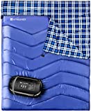 Double/Single Sleeping Bag for Adults Camping, Extra Wide 2 Person Waterproof Cotton Flannel Sleeping Bag for 5-Season Warm & Cold Weather, Lightweight with Compact Bag for Hiking Backpacking
