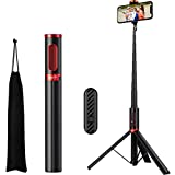 ULCLAYRUS Portable 60' Cell Phone Selfie Stick Tripod Stand with Integrated Remote,Compact Size,Lightweight,Tall Extendable Phone Tripod for 4''-7'' iPhone and Android Smartphones