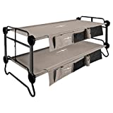 Disc-O-Bed XL Cam-O-Bunk 2 Person Bench Bunked Double Camping Bunk Bed Cot with 2 Side Organizers, Tan