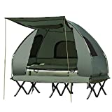 GYMAX Camping Tent Cot, Folding Tent Combo with Air Mattress & Sleeping Bag, Waterproof Shelter Off-Ground Tent with Carry Bag for Hiking, Camping, Picnic Outdoor Activities (2-Person)