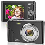 Digital Camera for Kids Girls and Boys, 1080P FHD Mini Video Camera 36MP LCD Screen Rechargeable Students Compact Camera Pocket Camera with 16X Digital Zoom Vlogging Camera for Teens,Beginners(Black)