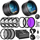 Neewer 58mm Lens and Filter Bundle: Wide Angle Lens, Telephoto Lens and Filter Set (Macro, ND, UV, CPL, FLD) for Canon EOS Rebel T7i SL2 T6i T6s T6 T5i T5 T3i 80D 77D 70D 60D Cameras with 58mm Lenses