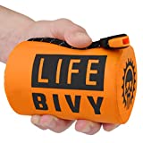 Go Time Gear Life Bivy Emergency Sleeping Bag Thermal Bivvy - Use as Emergency Bivy Sack, Survival Sleeping Bag, Mylar Emergency Blanket - Includes Stuff Sack with Survival Whistle + Paracord String…