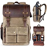 Endurax Leather Camera Backpack Bag for Photographers Waterproof DSLR Backpacks with Laptop Compartment & Tripod Holder