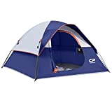 CAMPROS Tent-3-Person-Camping-Tents, Waterproof Windproof Backpacking Tent with Top Rainfly, Easy Set up Small Lightweight Dome Tents, Hiking Beach Outdoor with 3 Mesh Windows - Blue