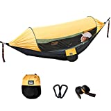 Camping Hammock with Mosquito Net, Tent Hammock Lightweight Portable Hanging Hammock Tent Tree Straps Swing Hammock Bed with Bug Net for Outside Backpacking Travel Beach Hiking Backyard Patio