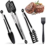 4 Pack Silicone Cooking Kitchen Tongs Kit - Kitchen Tongs For Cooking With Silicone Tips, BPA Free Non-Stick BBQ Grilling Cooking Tongs/Food Tong/Pasta Tong/Spatula Tong/Silicone Tongs For Air Fryer