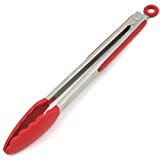 Chef Craft Premium Silicone Tongs, 12 inch, Red
