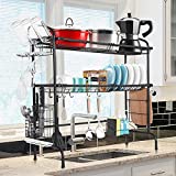Over The Sink Dish Drying Rack, WeluvFit 2 Tier Large Stainless Steel Utensil Holder Dish Drainer, Kitchen Organization and Storage Shelf with Rust Proof Painting for Home Kitchen Counter Space Saver…