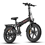 ENGWE 750W Folding Electric Bike for Adults 20' 4.0 Fat Tire Mountain Beach Snow Bicycles Aluminum Electric Scooter 7 Speed Gear E-Bike with Detachable Lithium Battery 48V12.8A Up to 28MPH (Black)
