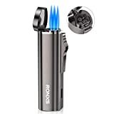 RONXS Torch Lighters, Butane Lighter in Pocket Size, Adjustable Triple Jet Flame Refillable Cigar Lighter, Windproof Butane Fuel Lighter(Butane Gas Not Included)