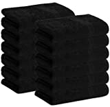 GREEN LIFESTYLE Black Bleach Proof Towels Bulk Sets 100% Cotton 16' X 28' Premium Spa Quality, Super Soft and Absorbent for Gym, Pool, Spa, Salon and Home 12 Pack