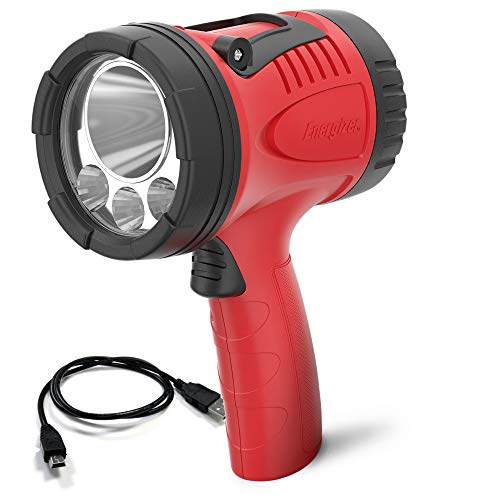 Energizer LED Portable Spotlight, Rechargeable Spotlight Flashlight for Tough Work Environments and DIY Projects, Flash Light with USB Cable Included, Pack of 1, Red