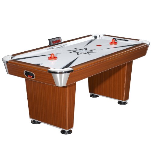Hathaway Midtown 6' Air Hockey Family Game Table with Electronic Scoring, High-Powered Blower, Cherry Wood-Tone, Strikers and Pucks