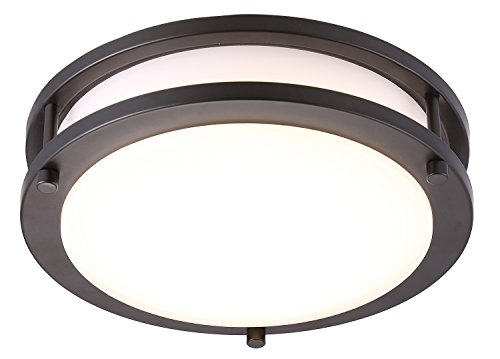 Cloudy Bay LED Flush Mount Ceiling Light,10 inch,17W(120W Equivalent) Dimmable 1050lm,3000K Warm White,Oil Rubbed Bronze Round Lighting Fixture for Kitchen,Hallway,Bathroom,Stairwell, ETL/JA8