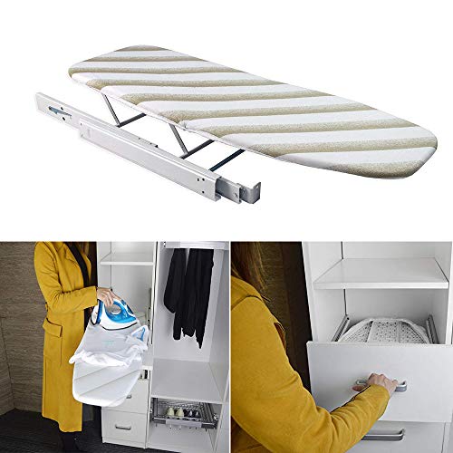 uyoyous Drawer Built-in Ironing Board - Closet Folding Pull-Out Ironing Board with Heat Resistant Cover for Space Saving House Held Laundry