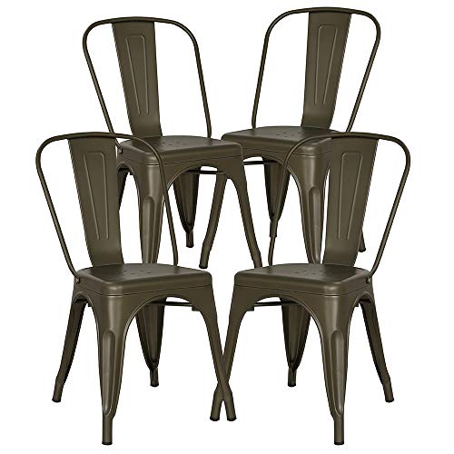 EdgeMod Trattoria Side Chair in Bronze, Set of 4